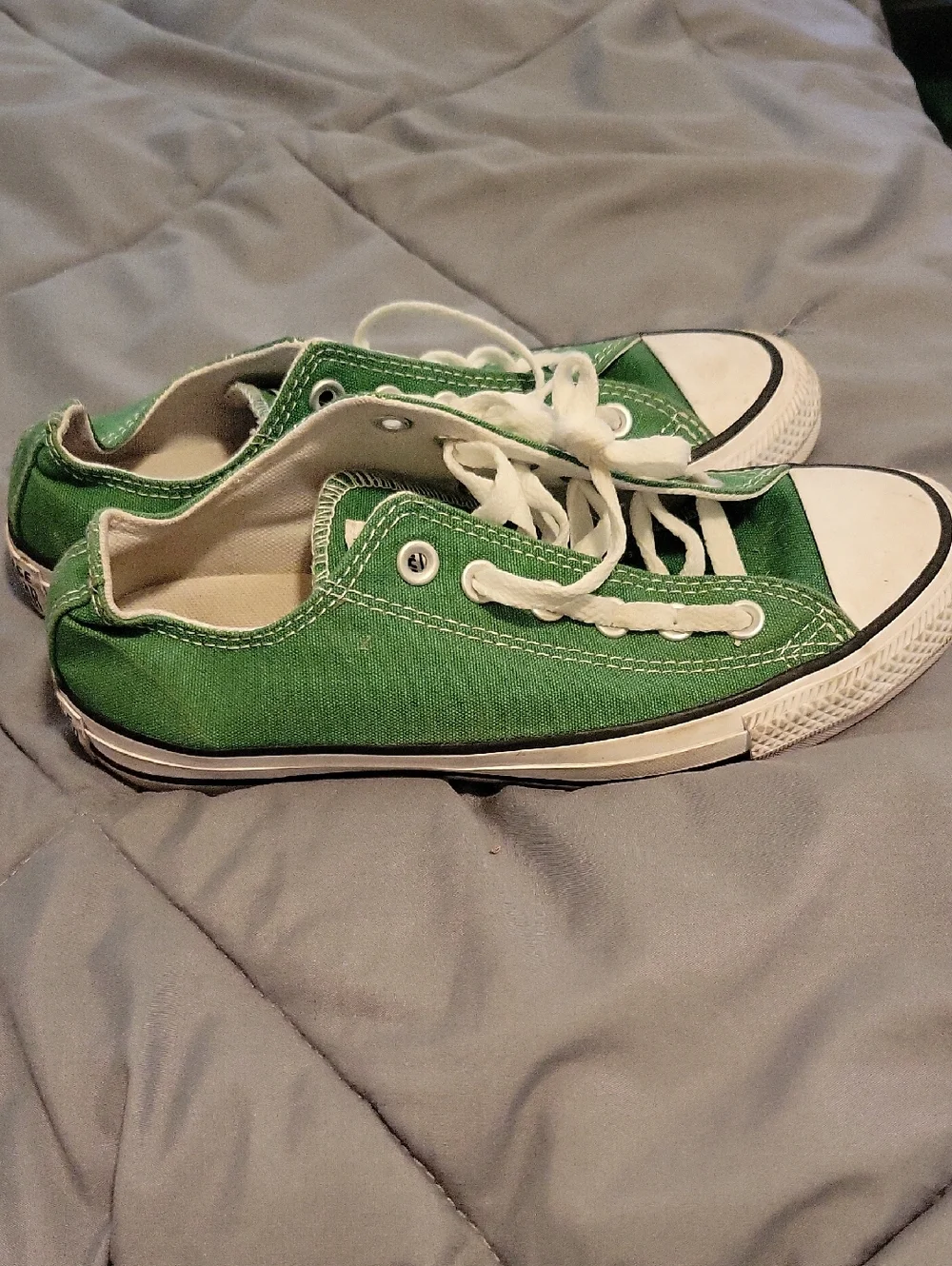 Converse Kids Low Top Canvas Sneakers in Bright Green and White - Picture 3 of 7